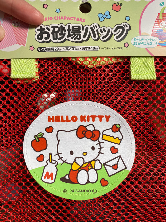 Sanrio Hello Kitty Beach Bag Flat Bag Tote Bag 25cm 10inch Red Green (Authentic, Original, Genuine, Licensed, official) Fabric