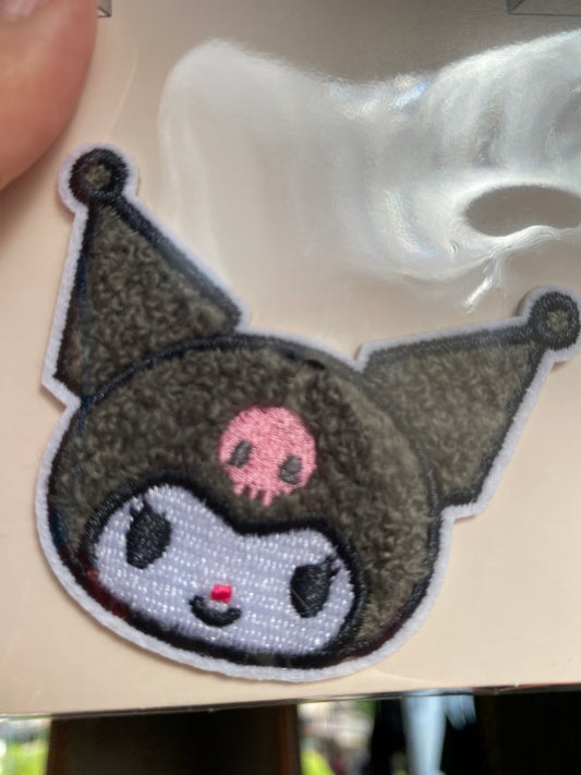 Sanrio Kuromi foamy Face  Patch Accessories 5cm 2inch Gray White Pink (Authentic, Original, Genuine, Licensed, official) Fabric