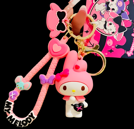 Sanrio My Melody Stand up ear Figure Keychain Rock Pink(Authentic, Original, Genuine, Licensed, official)